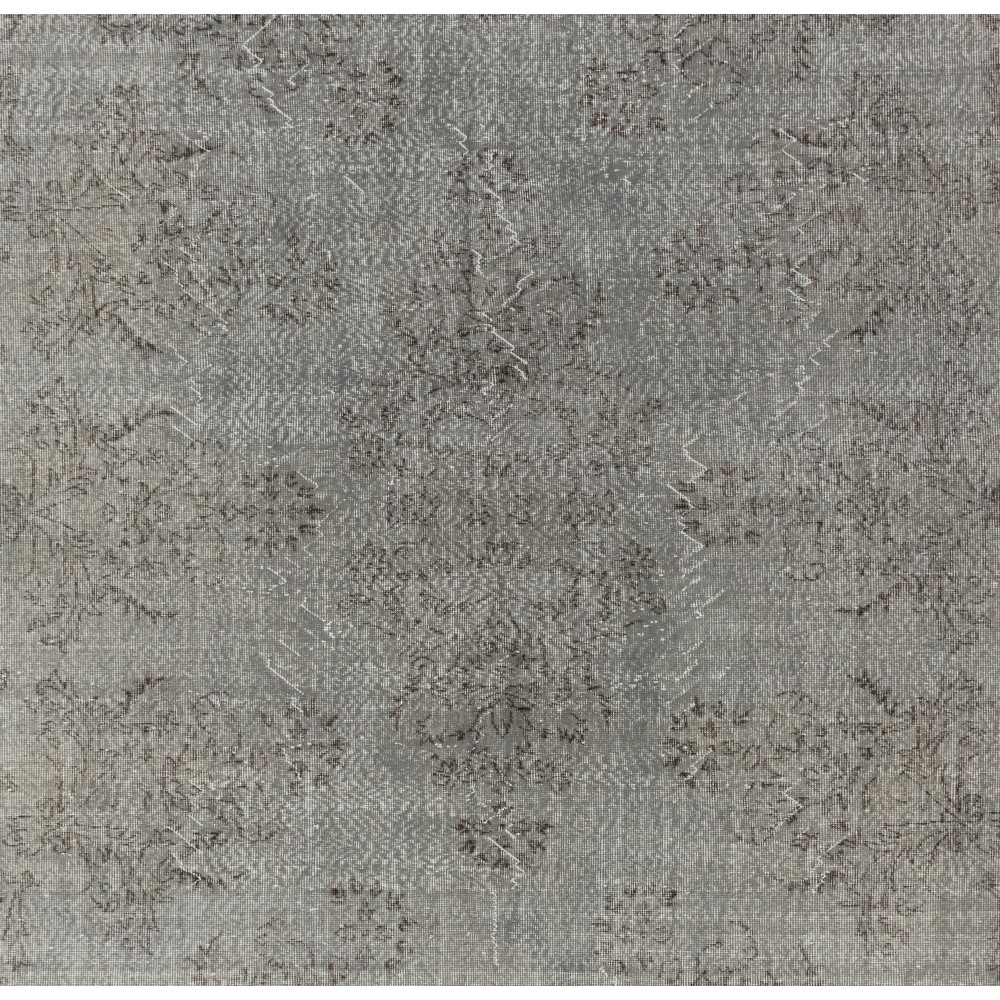 Gray Color Overdyed Handmade Vintage Turkish Rug
