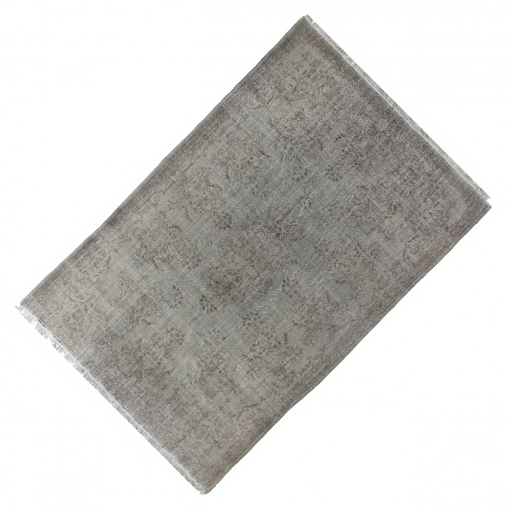 Gray Color Overdyed Handmade Vintage Turkish Rug
