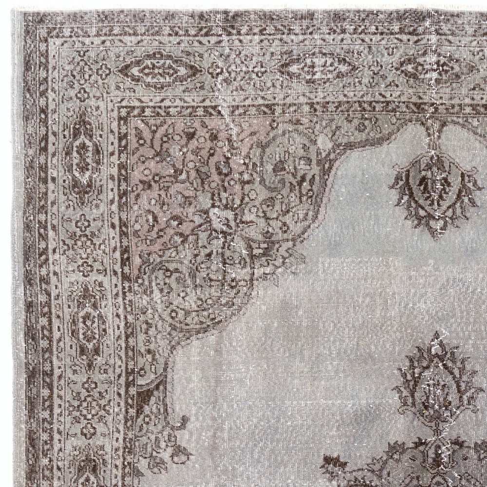 Vintage Handmade Turkish Rug Over-Dyed in Gray, Great for Modern Interiors