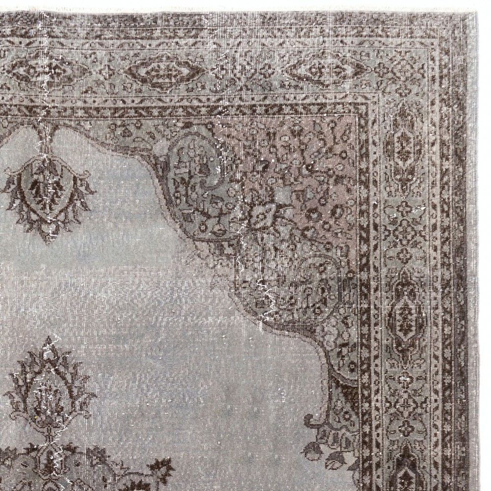 Vintage Handmade Turkish Rug Over-Dyed in Gray, Great for Modern Interiors