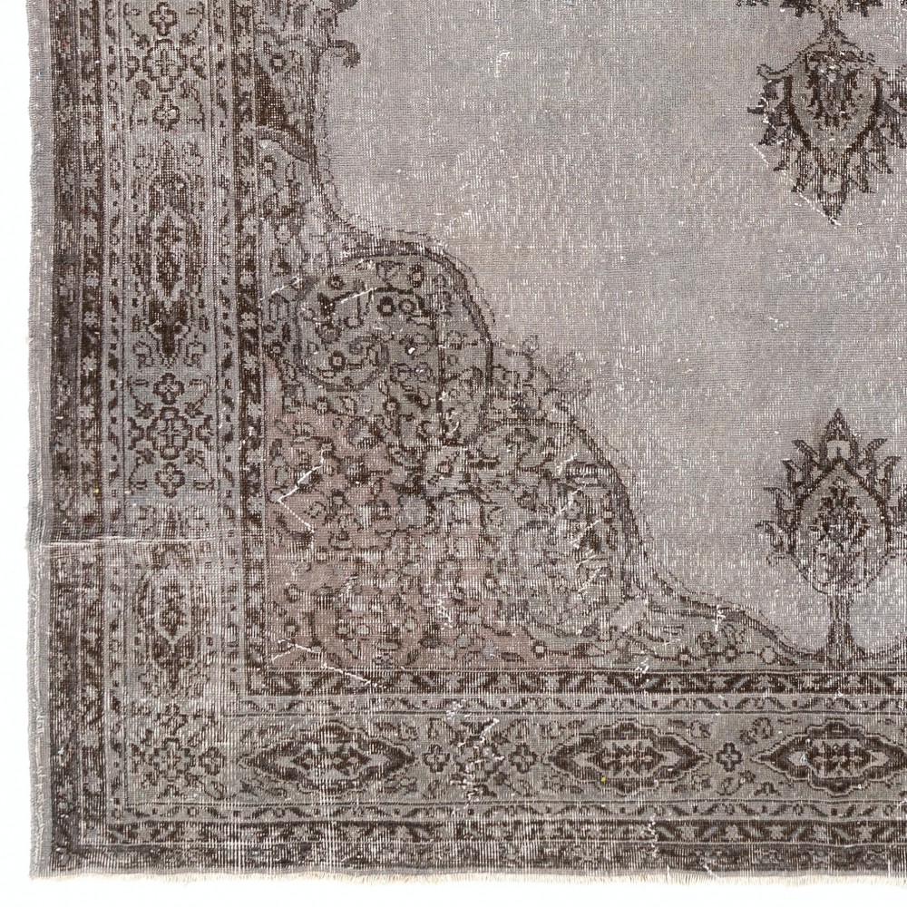 Vintage Handmade Turkish Rug Over-Dyed in Gray, Great for Modern Interiors