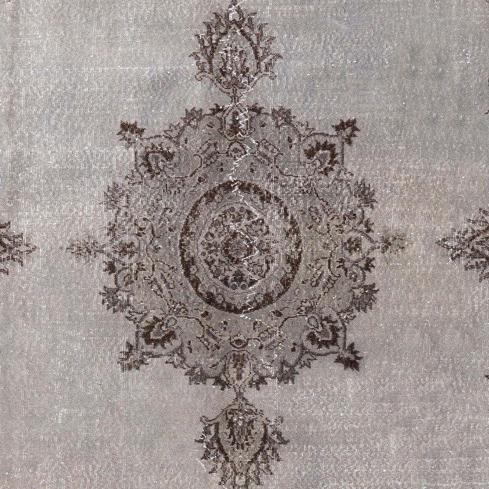 Vintage Handmade Turkish Rug Over-Dyed in Gray, Great for Modern Interiors