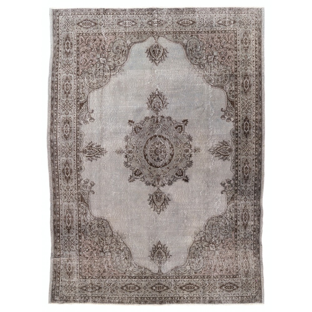 Vintage Handmade Turkish Rug Over-Dyed in Gray, Great for Modern Interiors