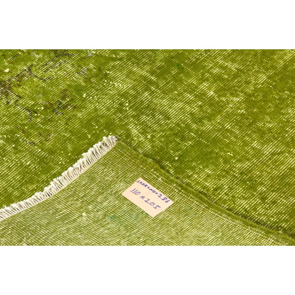 Handmade Turkish Rug Over-dyed in Light Green Color for Modern Home & Office