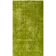 Vintage Handmade Turkish Rug Over-dyed in Light Green Color for Modern Home & Office