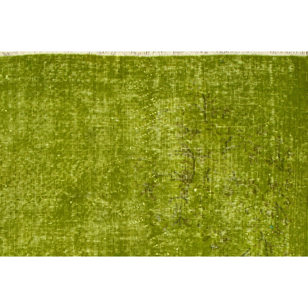 Handmade Turkish Rug Over-dyed in Light Green Color for Modern Home & Office