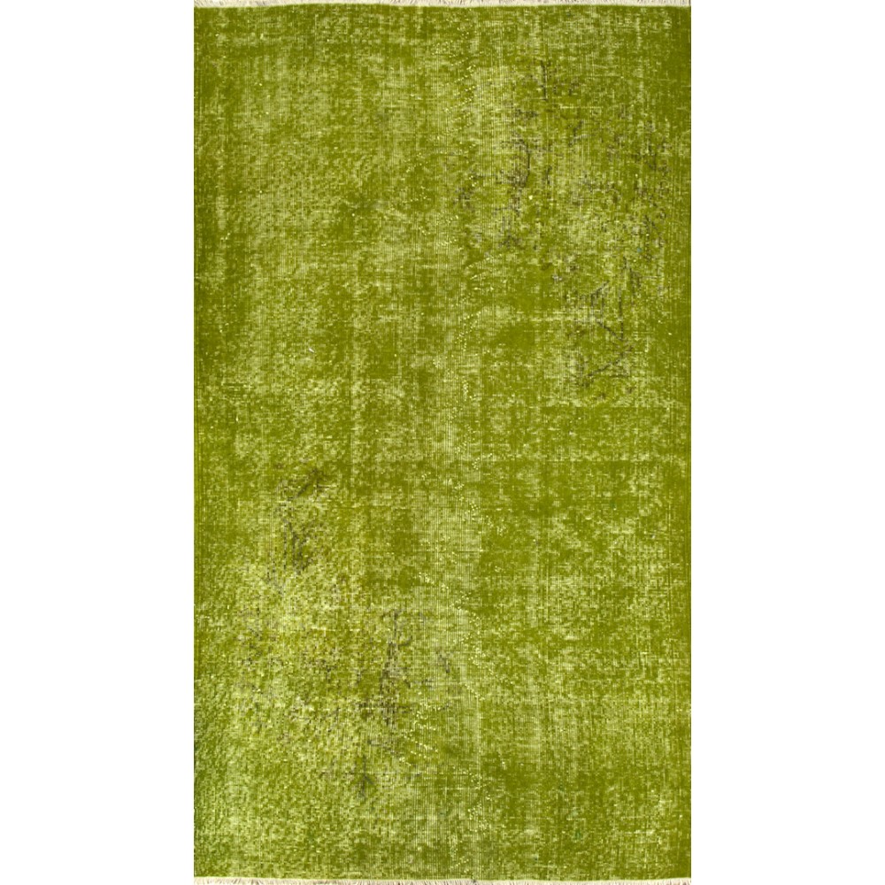 Handmade Turkish Rug Over-dyed in Light Green Color for Modern Home & Office