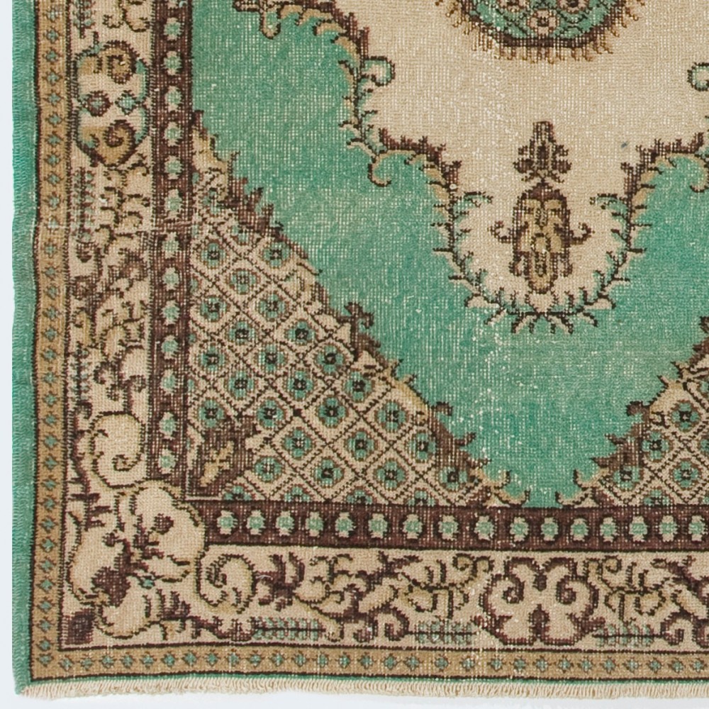 Vintage Handmade Area Rug. Traditional Wool Carpet from Turkey. ca 1970.