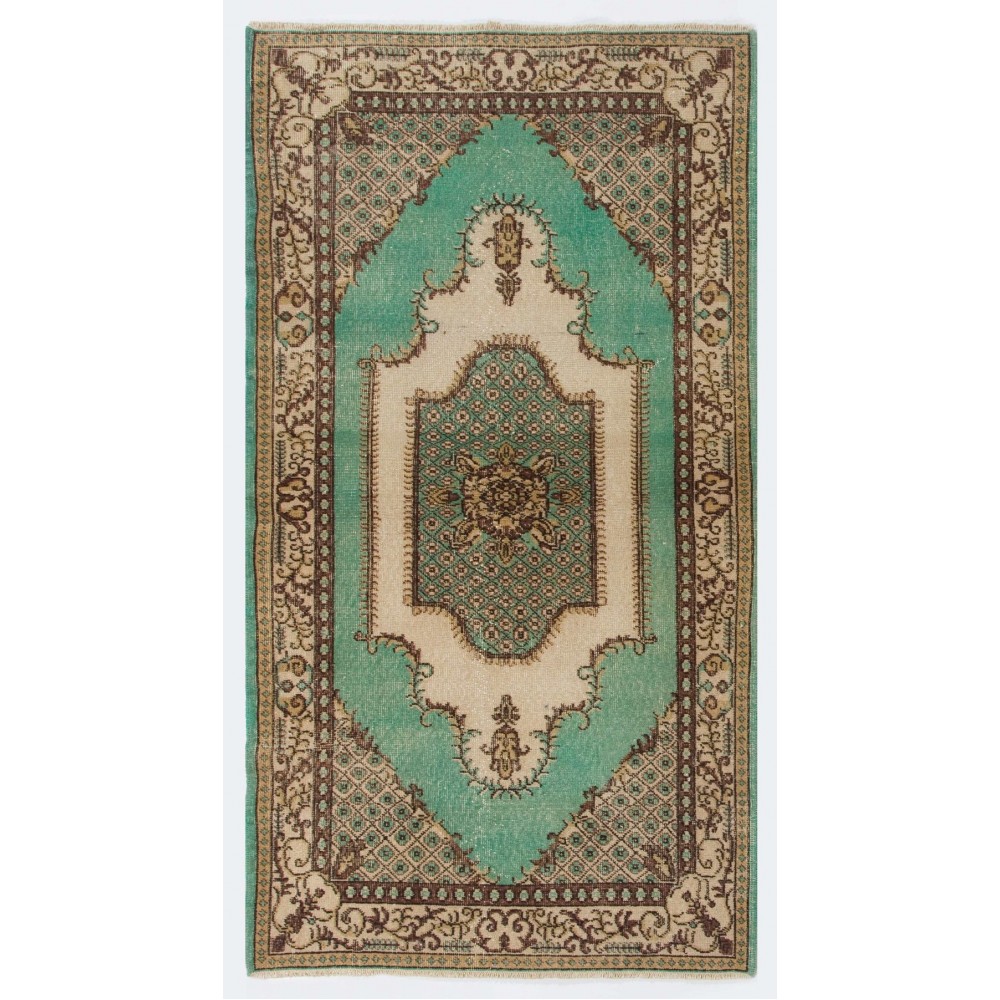Vintage Handmade Area Rug. Traditional Wool Carpet from Turkey. ca 1970.