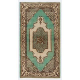 Vintage Handmade Area Rug. Traditional Wool Carpet from Turkey. ca 1970.