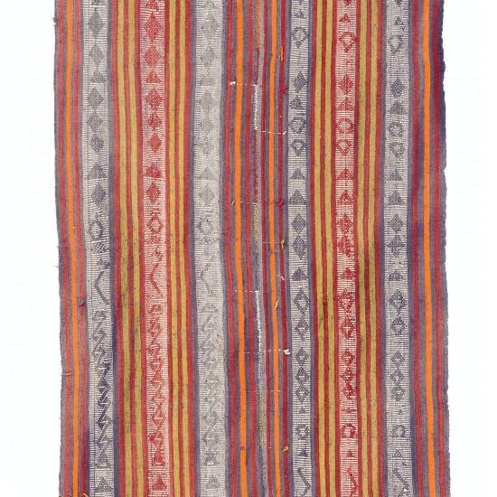 Banded Nomadic Kilim Runner, Flat-Weave Rug