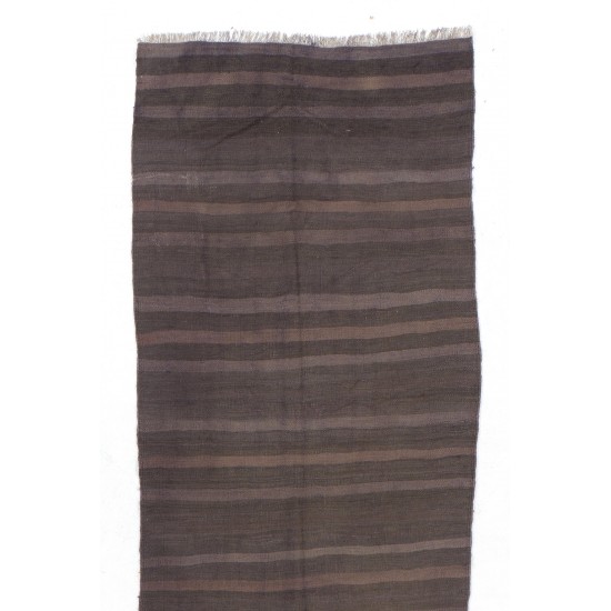 Striped Vintage Kilim Runner, made of Natural Brown Wool