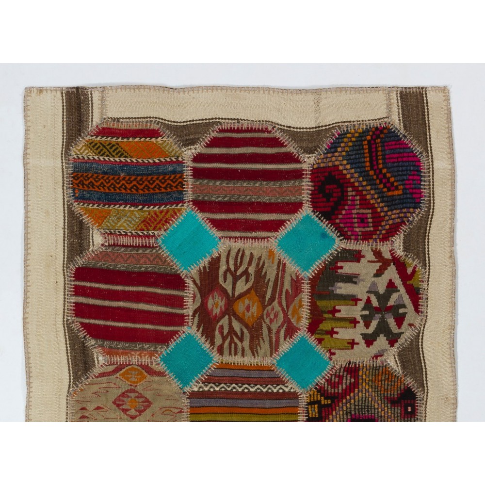 Eastern HANDMADE Patchwork Rug Made from Vintage Village Kilim Rugs