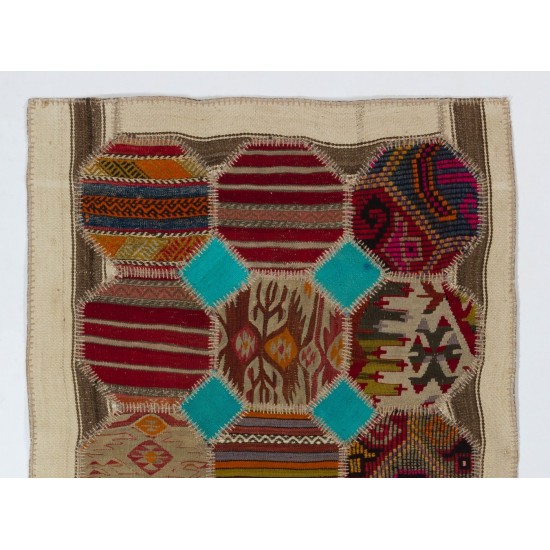 Eastern HANDMADE Patchwork Rug Made from Vintage Village Kilim Rugs