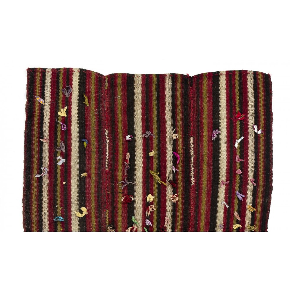 Colorful Hand-Woven Tribal Kurdish Wool Kilim. Flat-Weave Rug or Wall Hanging