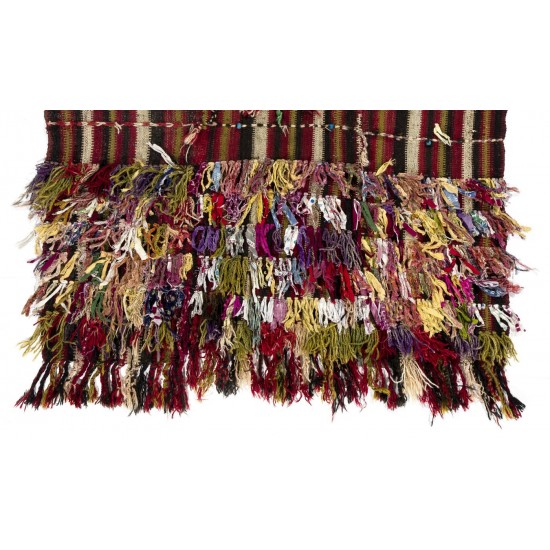 Colorful Hand-Woven Tribal Kurdish Wool Kilim. Flat-Weave Rug or Wall Hanging