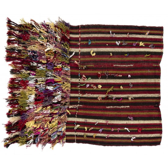 Colorful Hand-Woven Tribal Kurdish Wool Kilim. Flat-Weave Rug or Wall Hanging