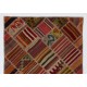 Vintage Handmade Turkish Patchwork Kilim Rug (flat-weave) with Tribal Flair in Very Good Condition