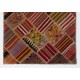 Vintage Handmade Turkish Patchwork Kilim Rug (flat-weave) with Tribal Flair in Very Good Condition