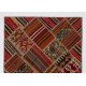 Vintage Handmade Turkish Patchwork Kilim Rug (flat-weave) with Tribal Flair