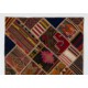 Vintage Handmade Turkish Patchwork Kilim Rug (flat-weave) with Tribal Flair in Very Good Condition