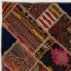 Vintage Turkish Patchwork Kilim, Handmade Colorful Geometric Flatweave Rug