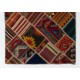 Vintage Handmade Turkish Patchwork Kilim Rug (flat-weave) with Tribal Flair in Very Good Condition