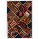 Vintage Handmade Turkish Patchwork Kilim Rug (flat-weave) with Tribal Flair in Very Good Condition