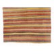 Striped Nomadic Kilim Runner in Yellow, Red and Gray Stripes, '100% Wool'