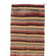 Striped Nomadic Kilim Runner in Yellow, Black, Red, Blue and Gray Stripes