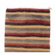 Striped Nomadic Kilim Runner in Yellow, Black, Red, Blue and Gray Stripes