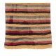 Striped Nomadic Kilim Runner in Yellow, Black, Red, Blue and Gray Stripes