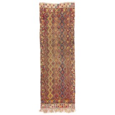 Vintage Turkish Jijim Runner, Colorful Handmade Flat-woven Kilim Rug, 100% Wool