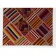 Vintage Handmade Turkish Patchwork Kilim Rug (flat-weave) with Tribal Flair in Very Good Condition