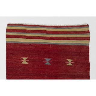 Hand-woven Vintage Anatolian Kilim, Flat-Weave Rug. 