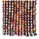 Banded Tribal Kilim Rug with Colorful Poms. Floor Cover, Bed Cover, Wall Hanging