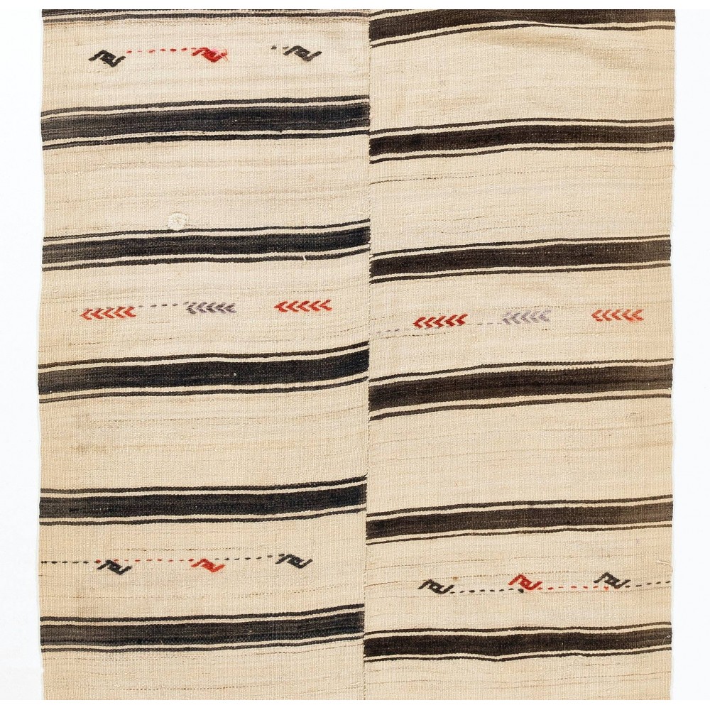 Vintage Flatweave Kilim Runner. Made of %100 Natural Undyed Wool