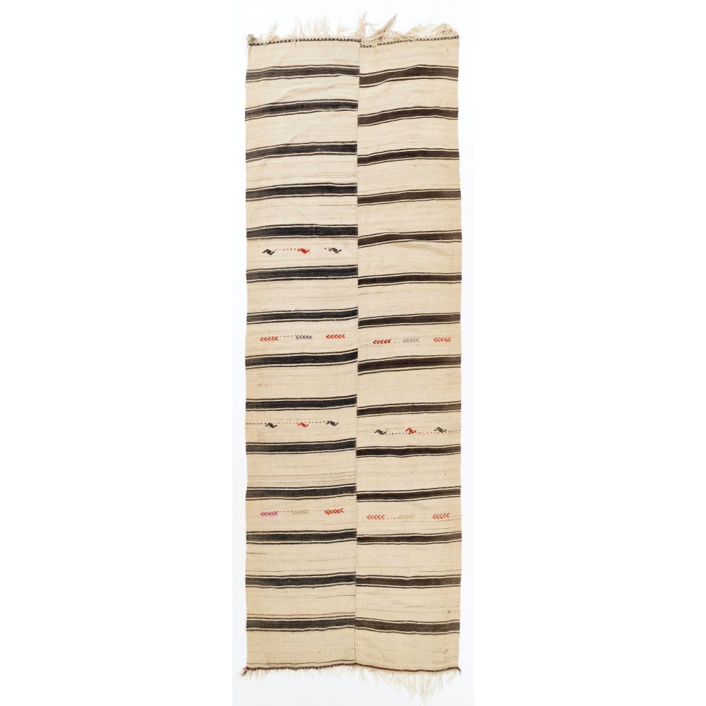 Vintage Flatweave Kilim Runner. Made of %100 Natural Undyed Wool