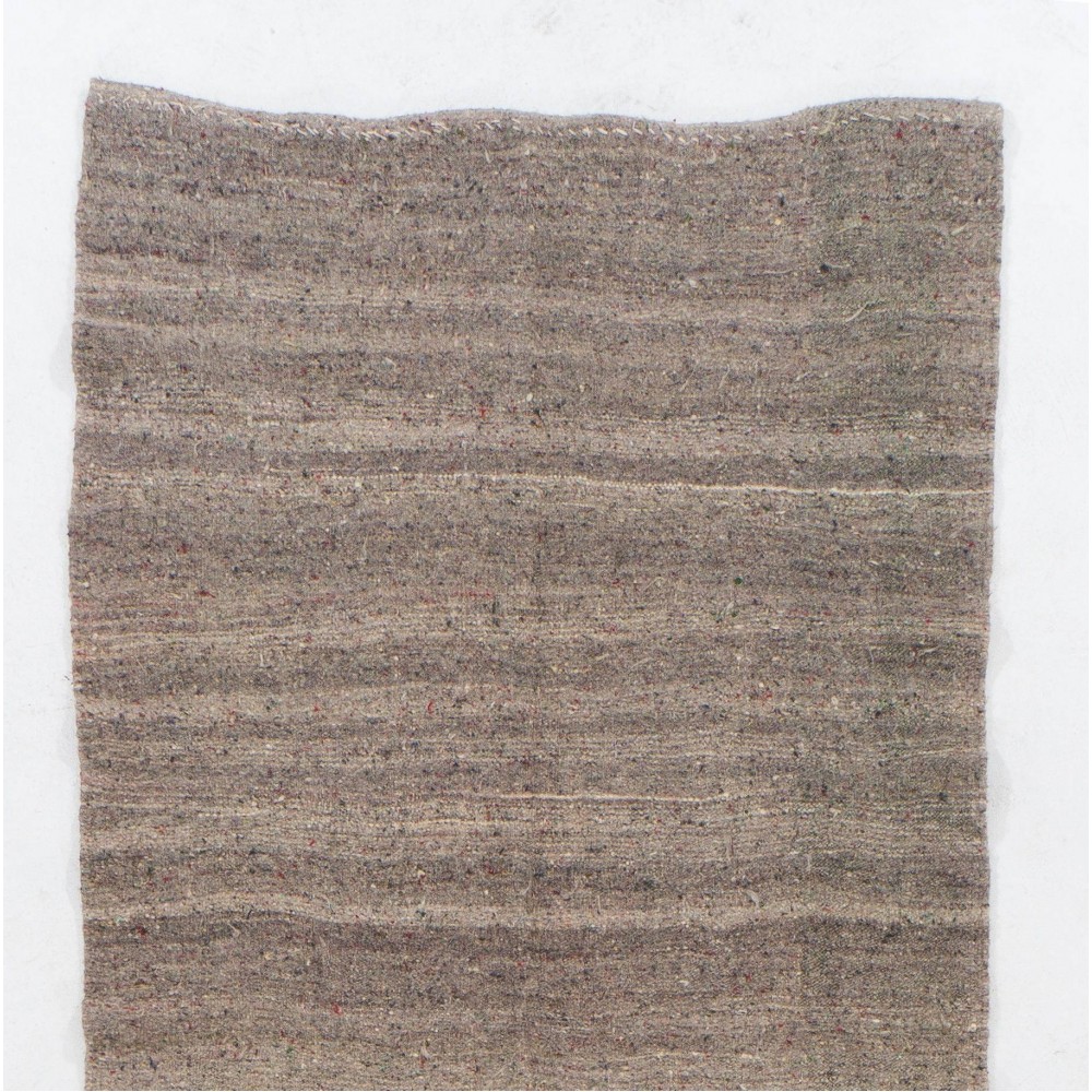 Striped Vintage Kilim Runner. 100% Natural Undyed light Brown Wool