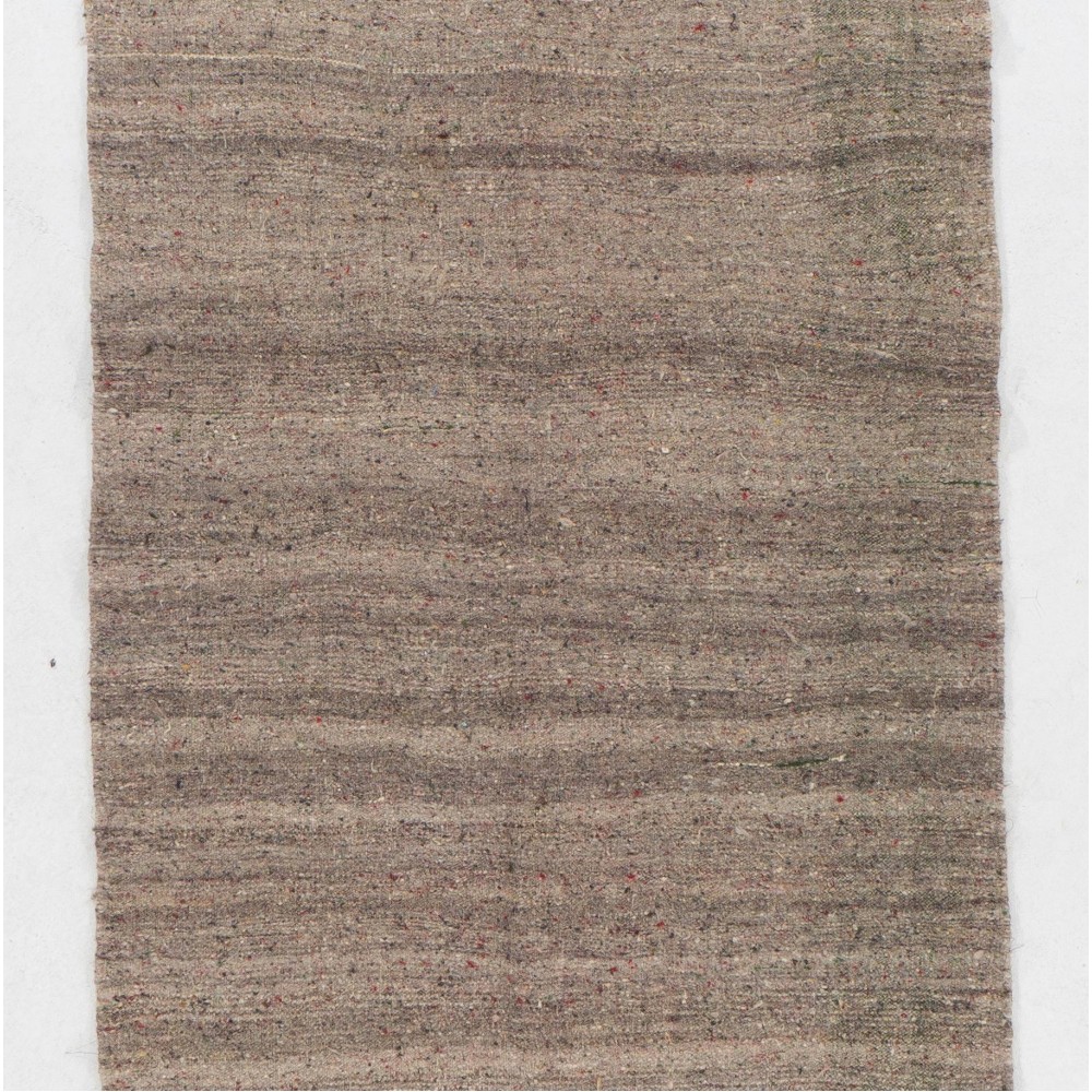 Striped Vintage Kilim Runner. 100% Natural Undyed light Brown Wool