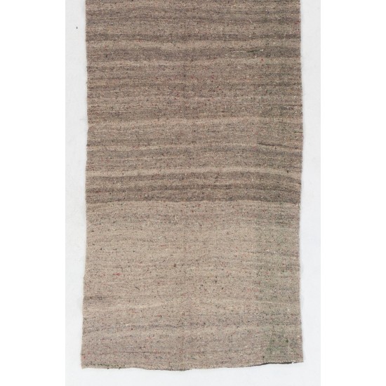 Striped Vintage Kilim Runner. 100% Natural Undyed light Brown Wool