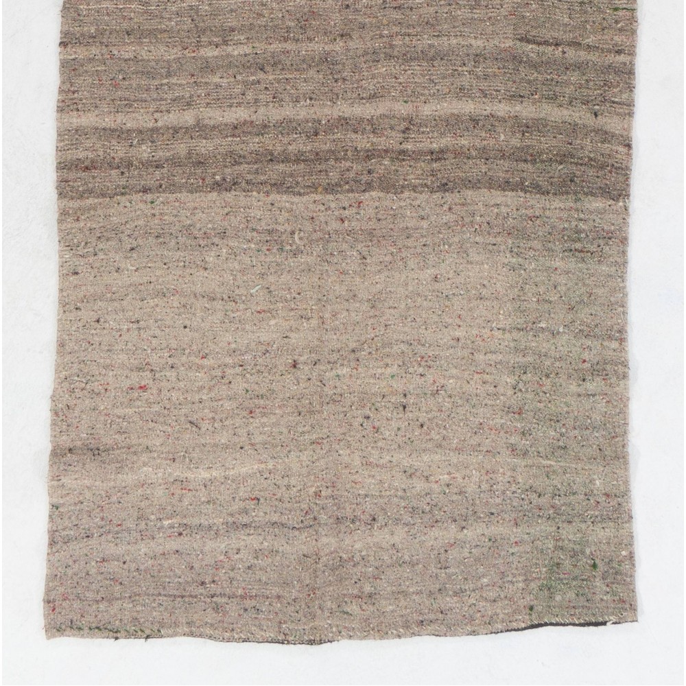 Striped Vintage Kilim Runner. 100% Natural Undyed light Brown Wool