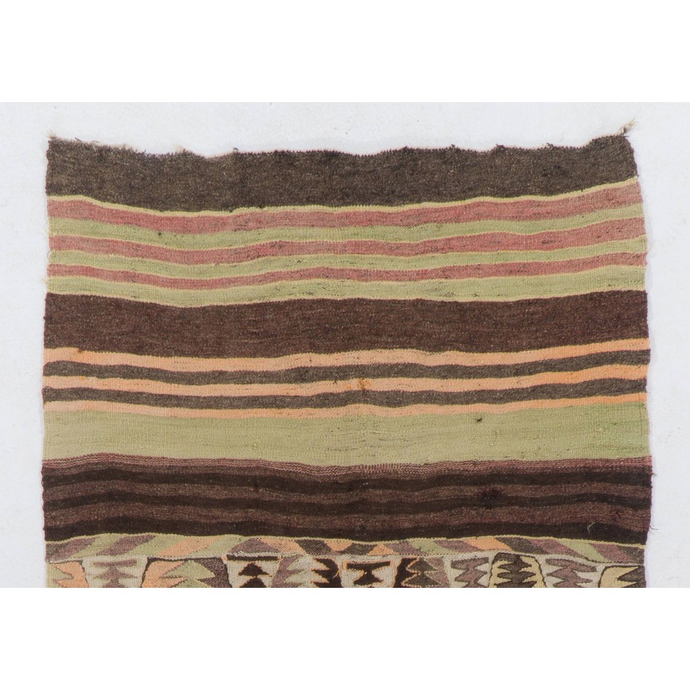 Vintage Striped Anatolian Kilim Runner. %100 Wool. Reversible