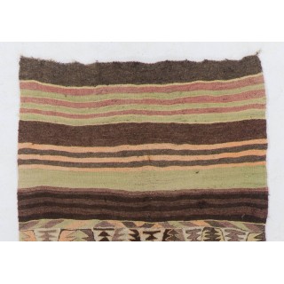 Vintage Striped Anatolian Kilim Runner. %100 Wool. Reversible