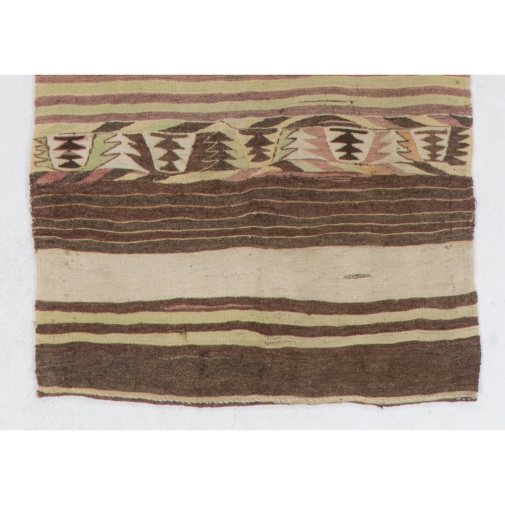 Vintage Striped Anatolian Kilim Runner. %100 Wool. Reversible