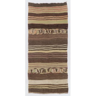 Vintage Striped Anatolian Kilim Runner. %100 Wool. Reversible