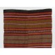 Striped Vintage Anatolian Kilim Rug. %100 Wool Flatweave Floor Covering.