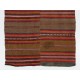 Striped Vintage Anatolian Kilim Rug. %100 Wool Flatweave Floor Covering.