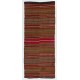 Striped Vintage Anatolian Kilim Rug. %100 Wool Flatweave Floor Covering.