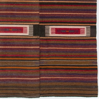 Vintage Handwoven Nomadic Anatolian Kilim, Wool Flatweave Rug
